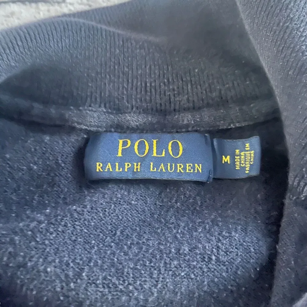 Vintage POLO Ralph Lauren Spell Out 1/4 Zip Sweater American Flag Patch M 90's